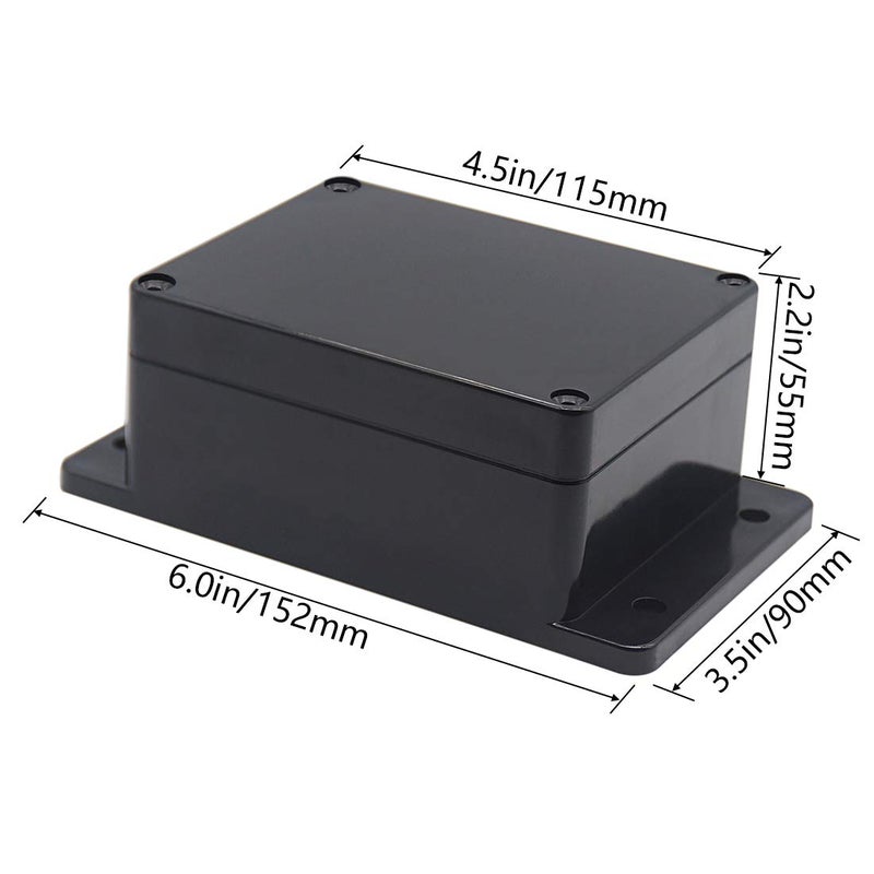 Zulkit Junction Box ABS Plastic Dustproof Waterproof IP65 Universal Electrical Boxes Project Enclosure with Fixed Ear Black 4.5 x 3.5 x 2.2 Inch (115 x 90 x 55mm)(Pack of 2) - Image 2